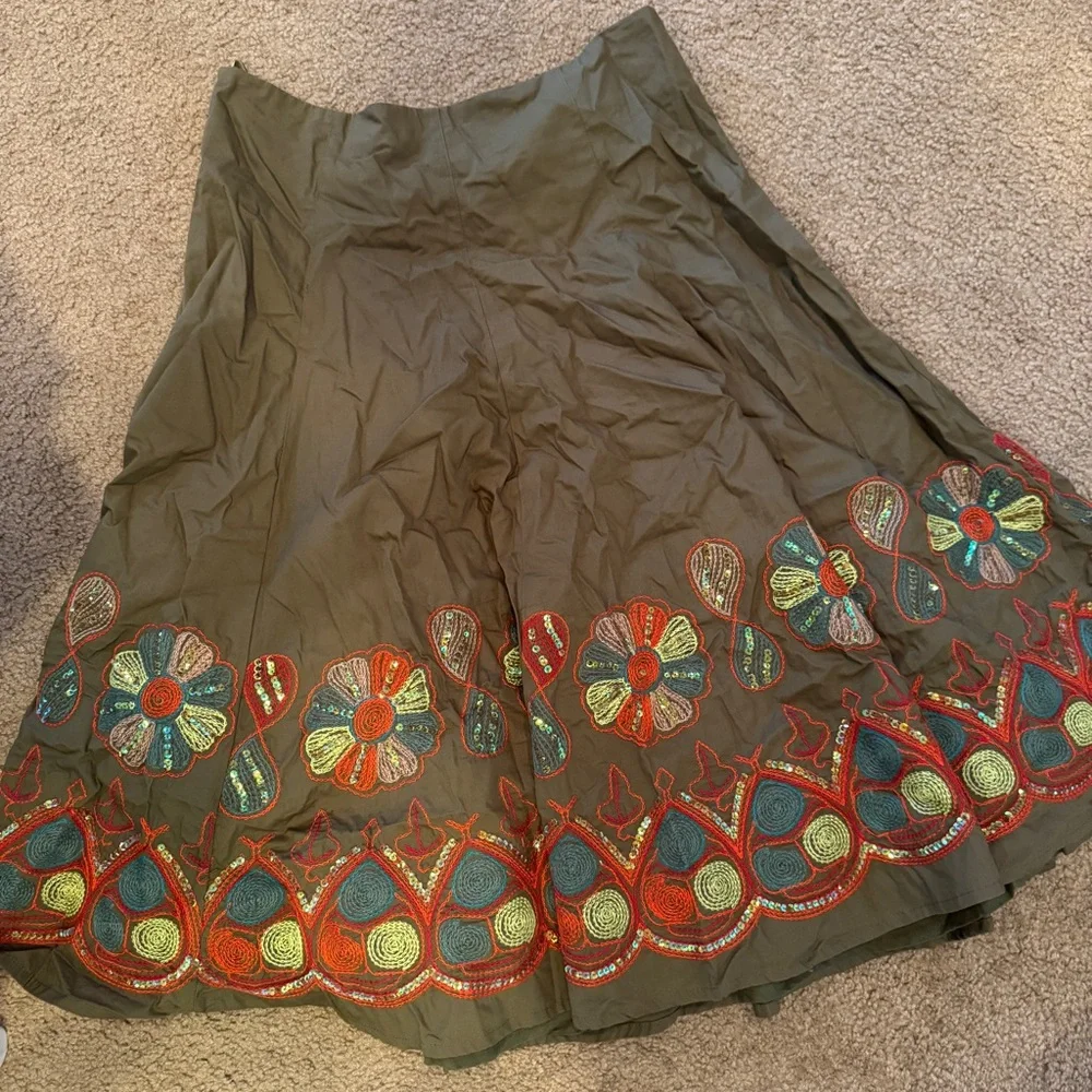 Sweet by Miss Me Olive Floral Embroidered Skirt